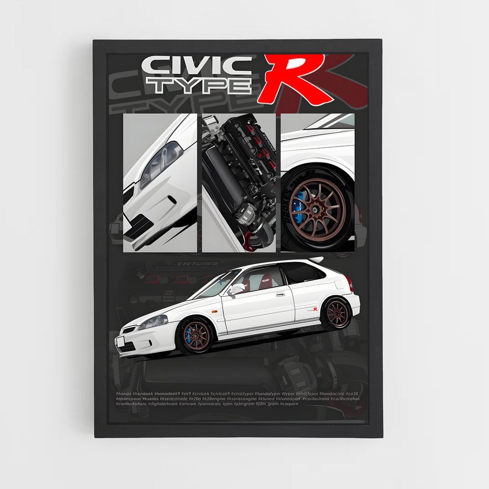 Poster L'Évolution du Civic EK9 – affiche Honda (vue 2)